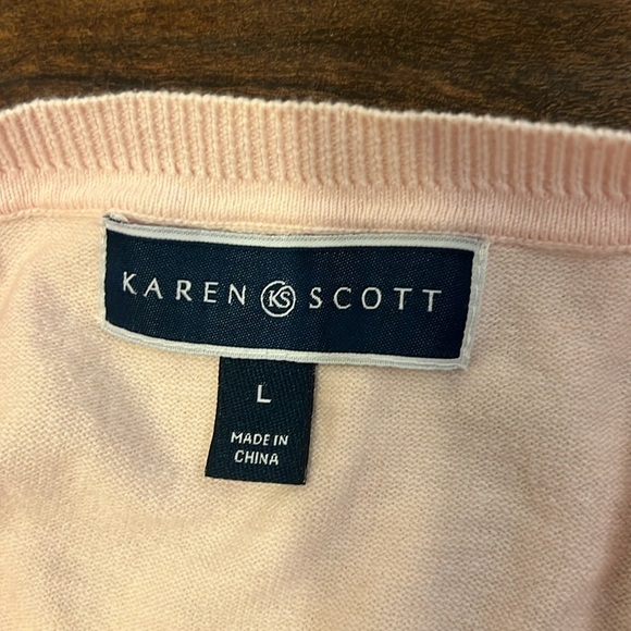 Karen Scott Cotton Viscose Nylon Blend Button Up Cardigan, Sz. L. - Picture 6 of 9